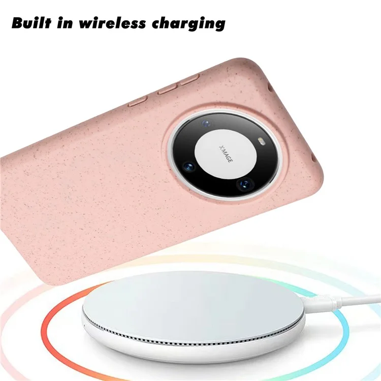 Para Huawei Mate 60 Case Magnetic TPU+Wheat Straw Telep Cubierta - Rosa