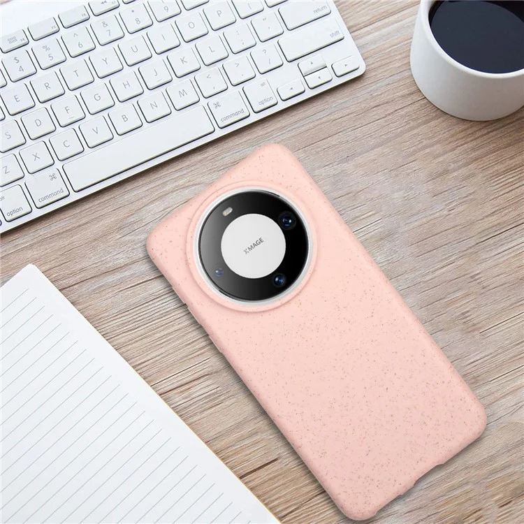 Para Huawei Mate 60 Case Magnetic TPU+Wheat Straw Telep Cubierta - Rosa