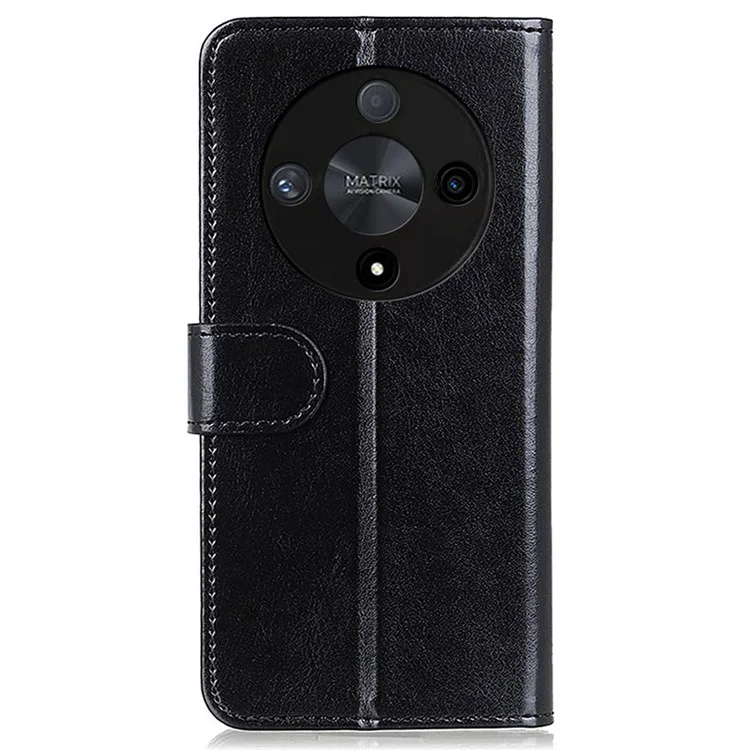 For Honor X9b 5G / Magic6 Lite 5G / X50 5G Case Crazy Horse Texture PU Leather Wallet Phone Cover with Magnetic Clasp - Black