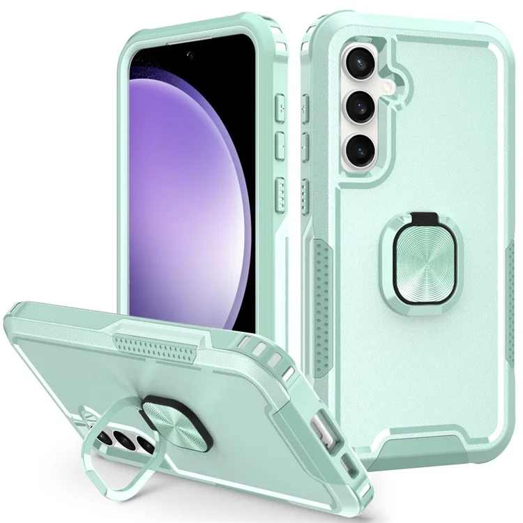 Para Samsung Galaxy S23 FE Case Rotary Ring Kickstand Phone Cover - Verde