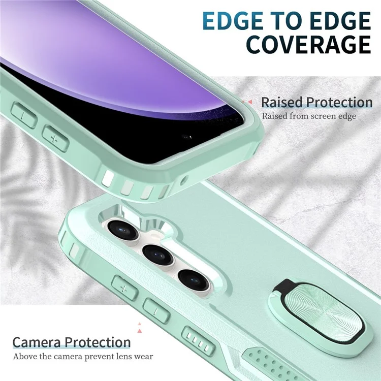 Para Samsung Galaxy S23 FE Case Rotary Ring Kickstand Phone Cover - Verde