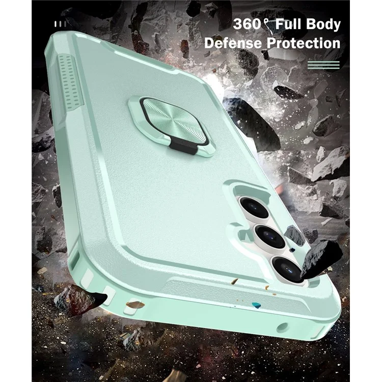Para Samsung Galaxy S23 FE Case Rotary Ring Kickstand Phone Cover - Verde