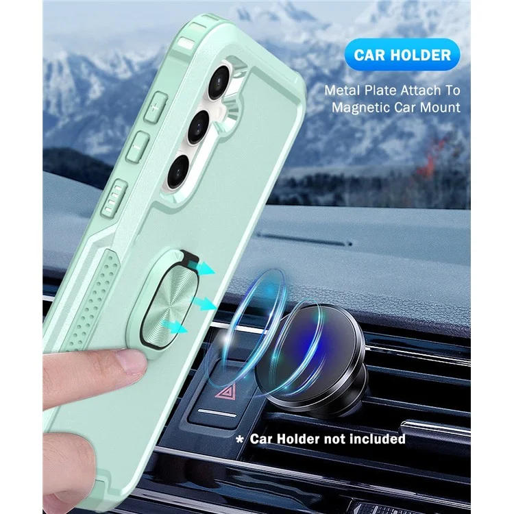 Para Samsung Galaxy S23 FE Case Rotary Ring Kickstand Phone Cover - Verde