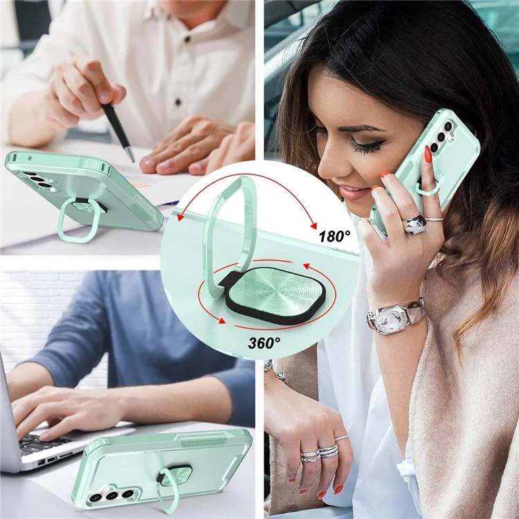 Para Samsung Galaxy S23 FE Case Rotary Ring Kickstand Phone Cover - Verde