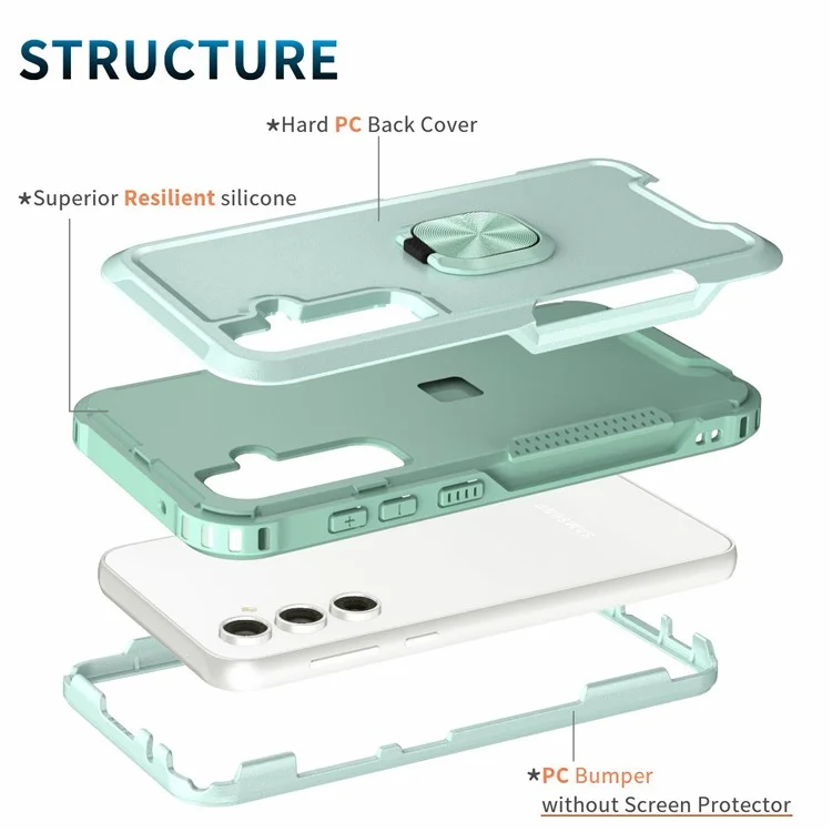 Para Samsung Galaxy S23 FE Case Rotary Ring Kickstand Phone Cover - Verde