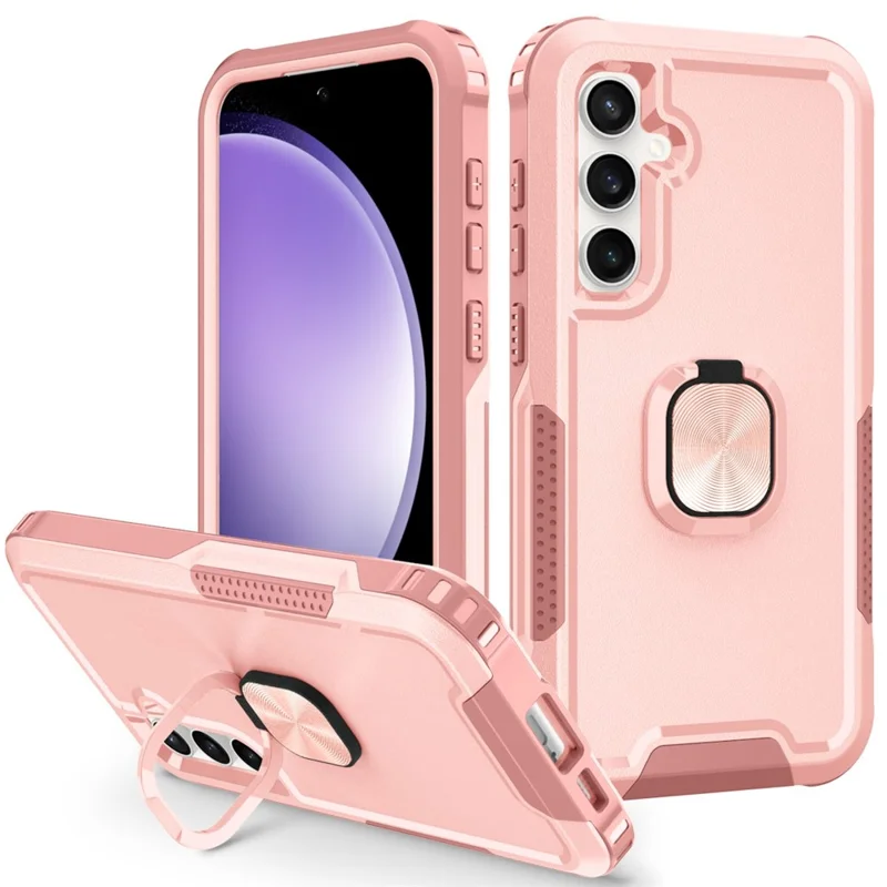 For Samsung Galaxy S23 FE Case Rotary Ring Kickstand Phone Cover - Pink