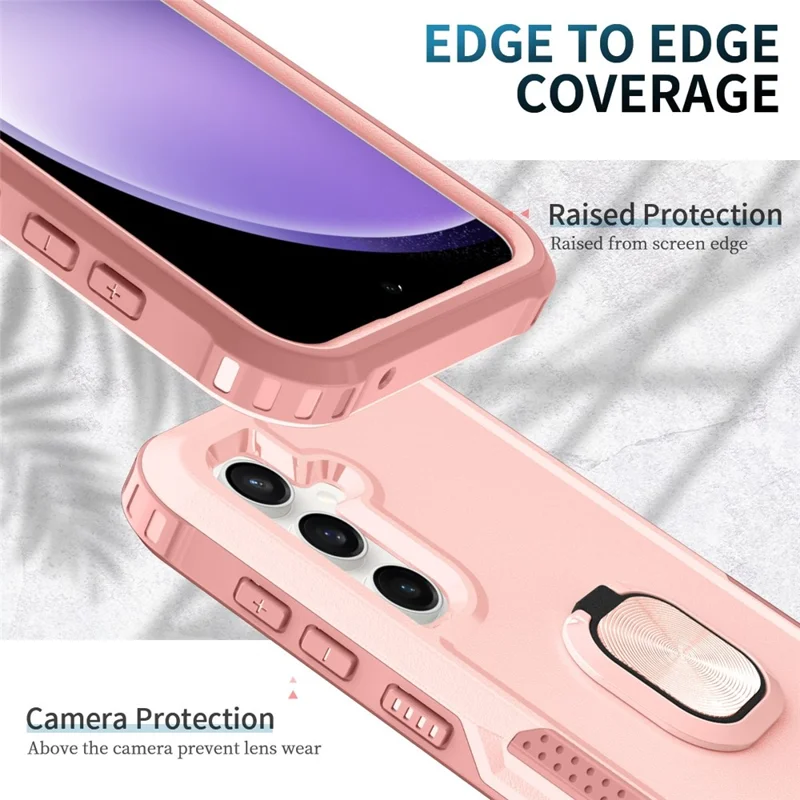 For Samsung Galaxy S23 FE Case Rotary Ring Kickstand Phone Cover - Pink