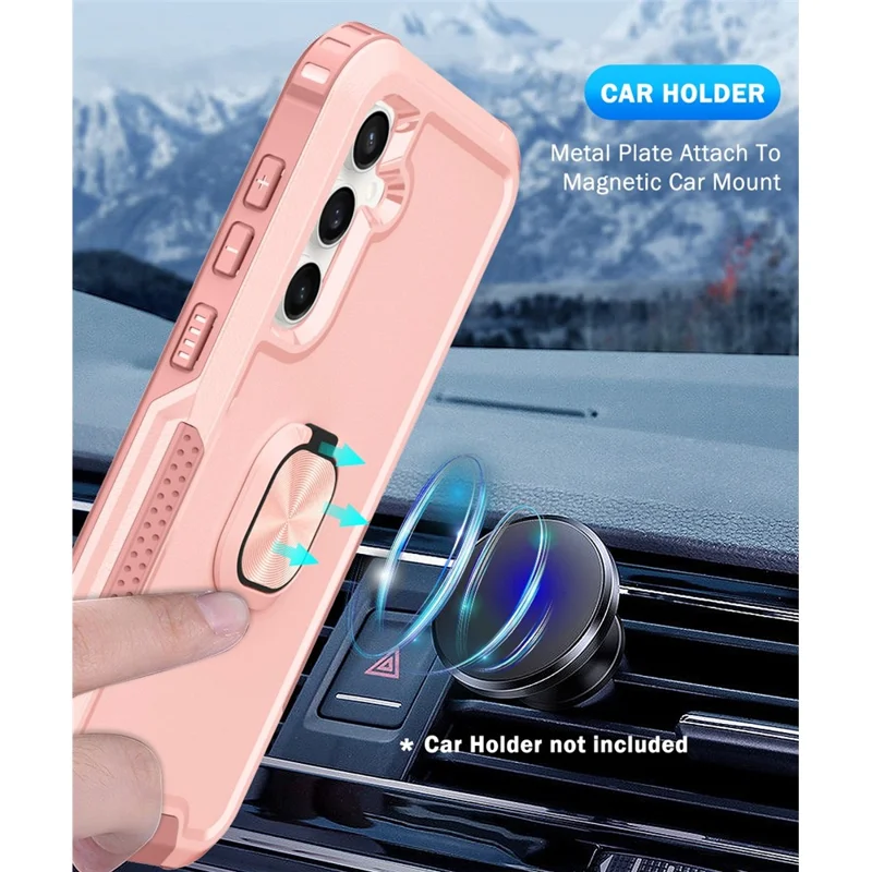 For Samsung Galaxy S23 FE Case Rotary Ring Kickstand Phone Cover - Pink