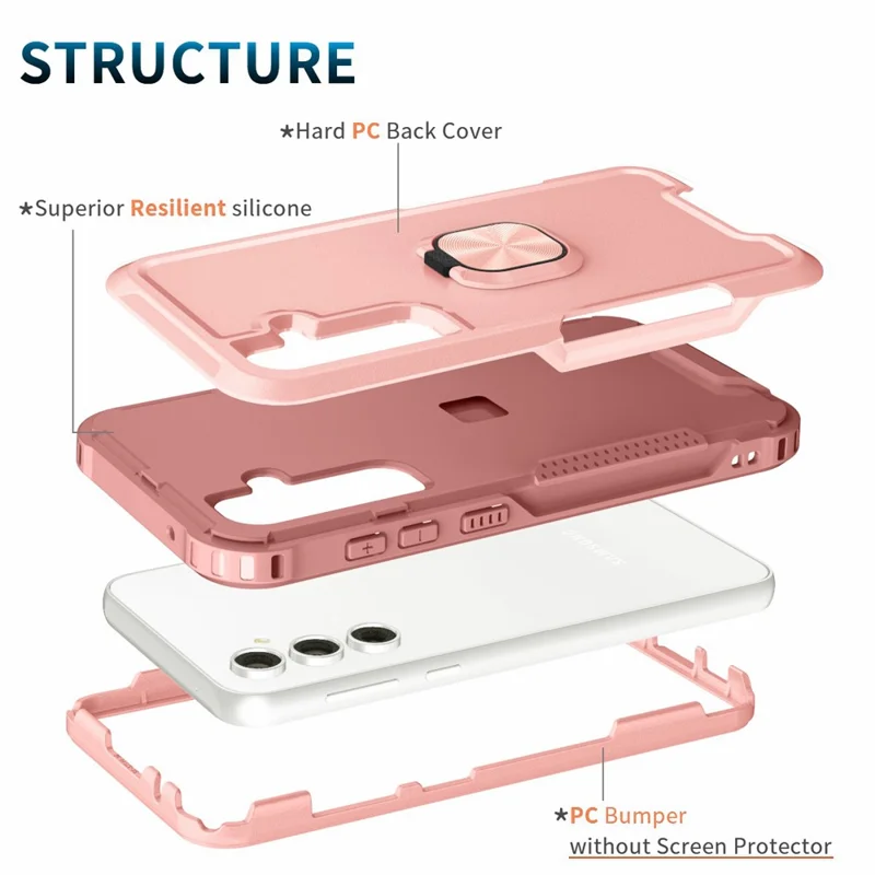 For Samsung Galaxy S23 FE Case Rotary Ring Kickstand Phone Cover - Pink