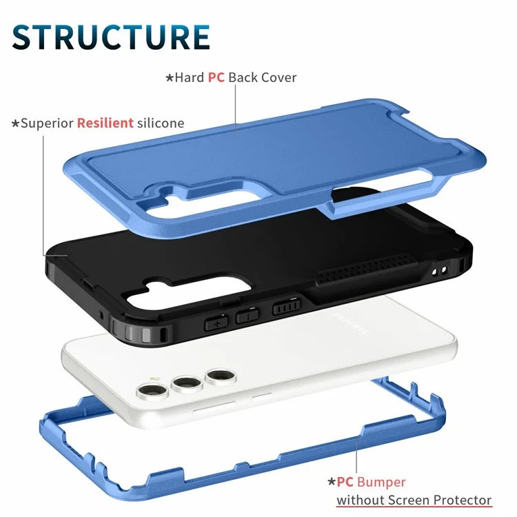 Per Samsung Galaxy S23 FE Case PC + Custodia per telefono antiscivolo in silicone - Zaffiro