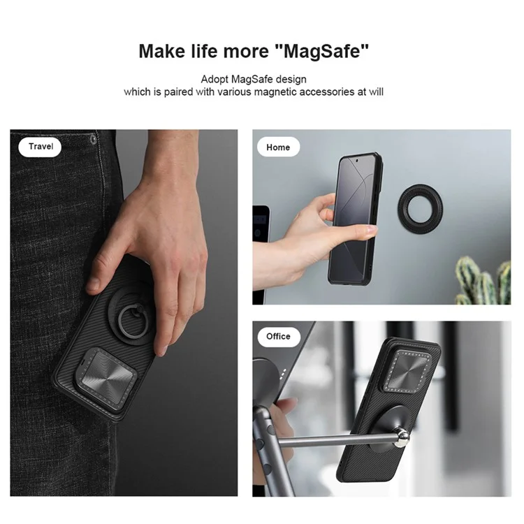 NILLKIN CamShield Prop Magnetic Series for Xiaomi 14 Phone Case with Lens Cover Kickstand - Green