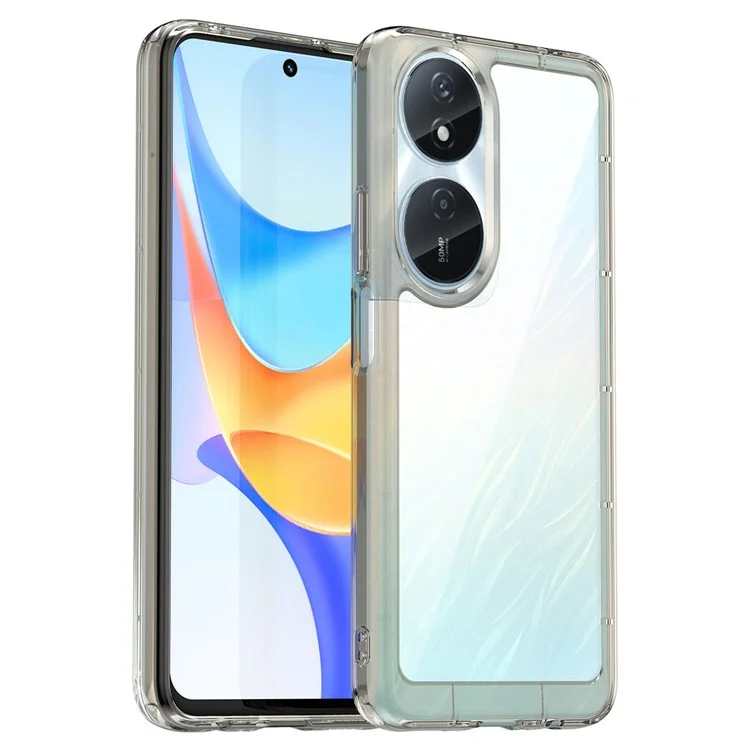 For U-Magic Enjoy 50 Plus Case TPU+Acrylic Anti-scratch Phone Back Cover - Transparent Grey