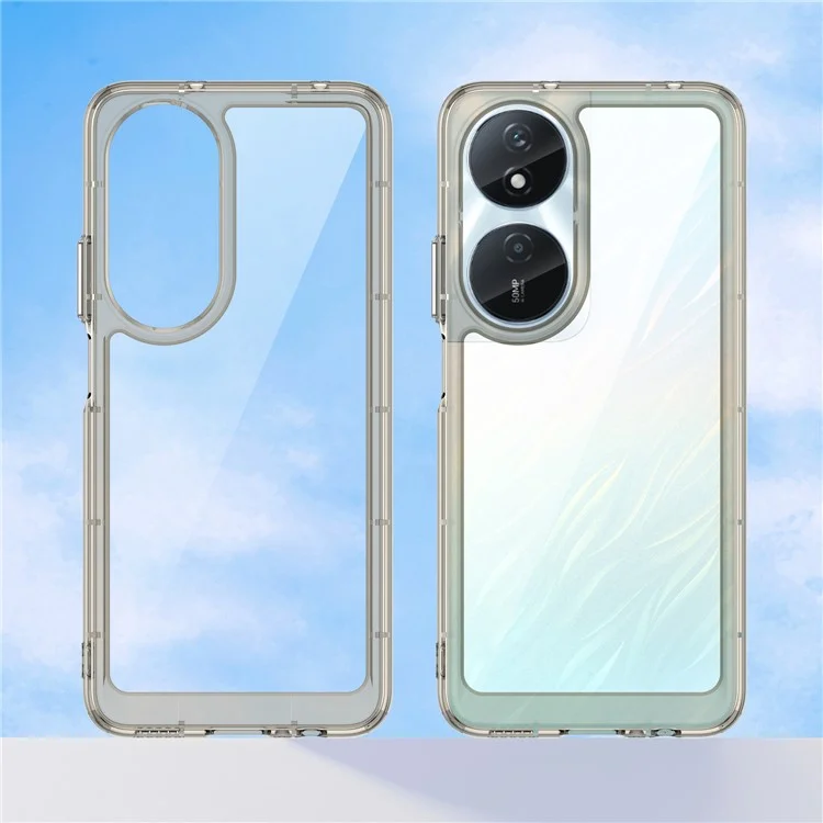 For U-Magic Enjoy 50 Plus Case TPU+Acrylic Anti-scratch Phone Back Cover - Transparent Grey