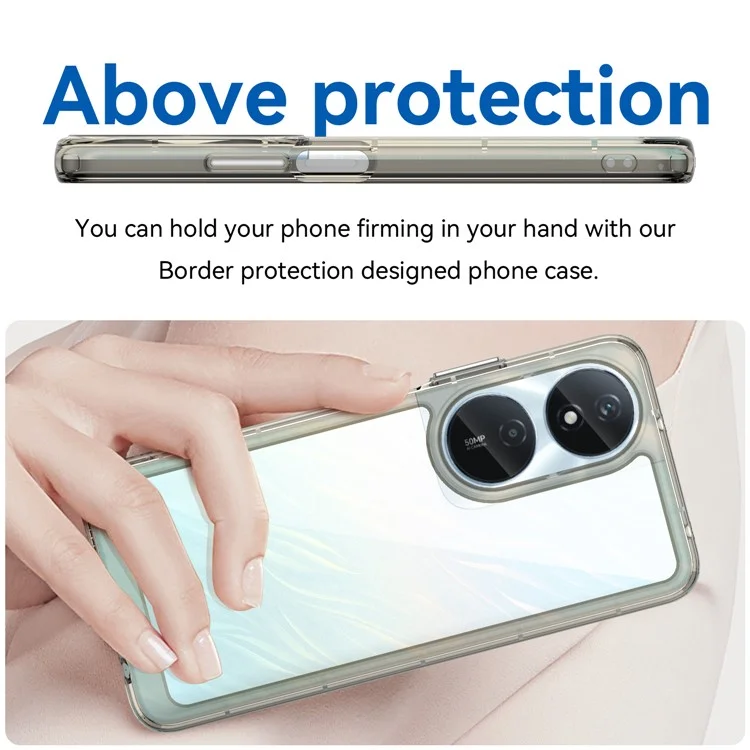 For U-Magic Enjoy 50 Plus Case TPU+Acrylic Anti-scratch Phone Back Cover - Transparent Grey