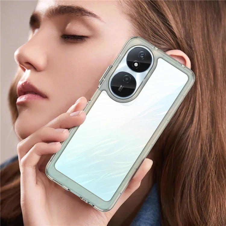 For U-Magic Enjoy 50 Plus Case TPU+Acrylic Anti-scratch Phone Back Cover - Transparent Grey
