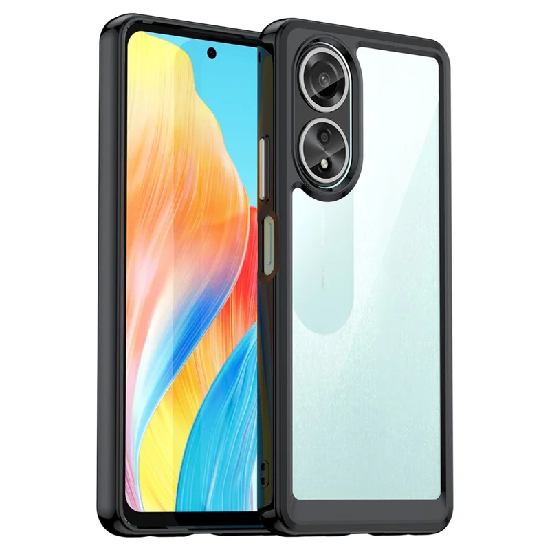 For Oppo A58 4G Case TPU+Acrylic Shockproof Anti-fall Protective Phone Cover - Black