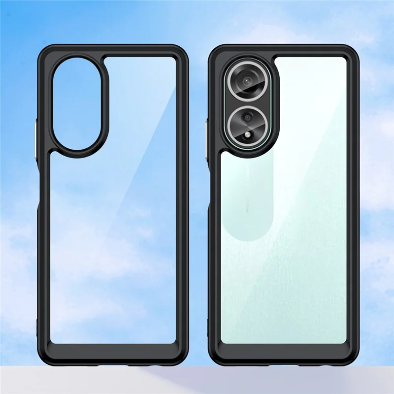 For Oppo A58 4G Case TPU+Acrylic Shockproof Anti-fall Protective Phone Cover - Black