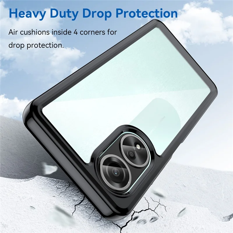 For Oppo A58 4G Case TPU+Acrylic Shockproof Anti-fall Protective Phone Cover - Black