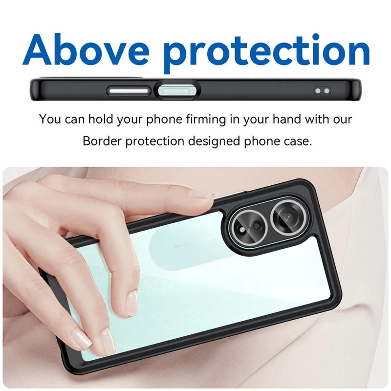 For Oppo A58 4G Case TPU+Acrylic Shockproof Anti-fall Protective Phone Cover - Black