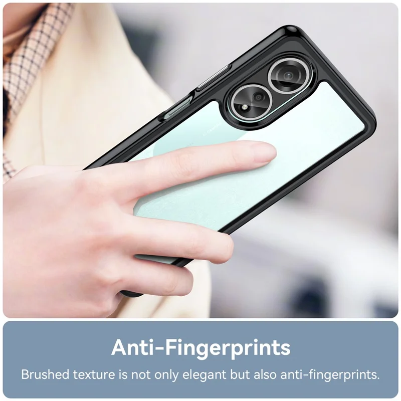 For Oppo A58 4G Case TPU+Acrylic Shockproof Anti-fall Protective Phone Cover - Black