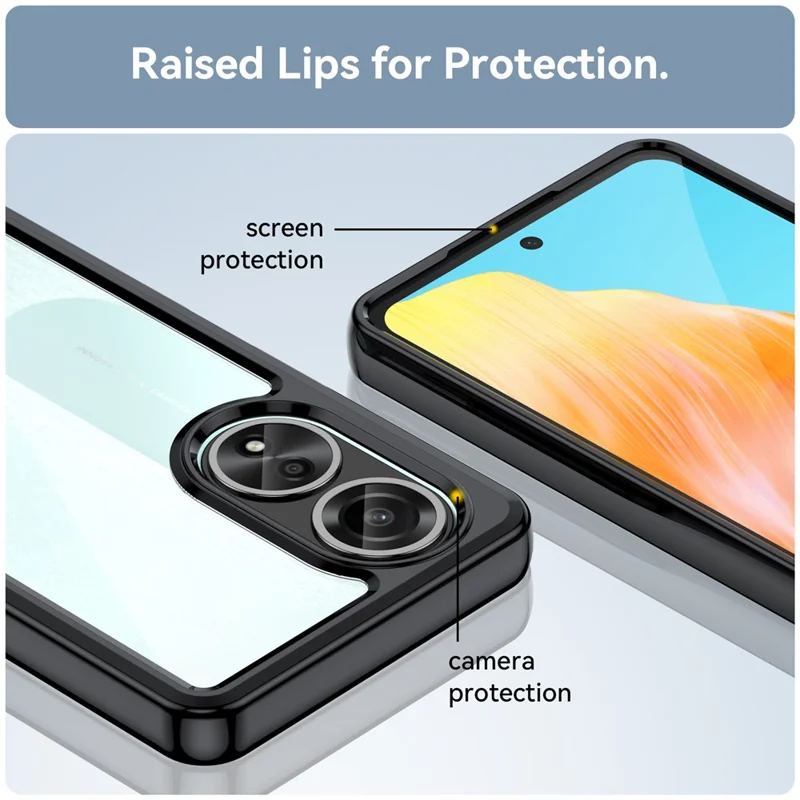 For Oppo A58 4G Case TPU+Acrylic Shockproof Anti-fall Protective Phone Cover - Black