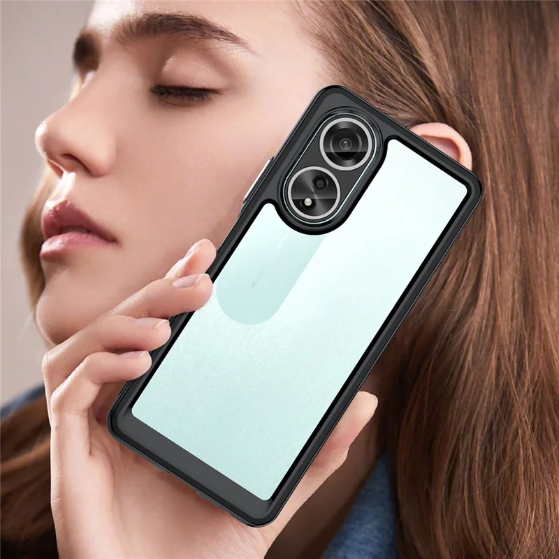 For Oppo A58 4G Case TPU+Acrylic Shockproof Anti-fall Protective Phone Cover - Black