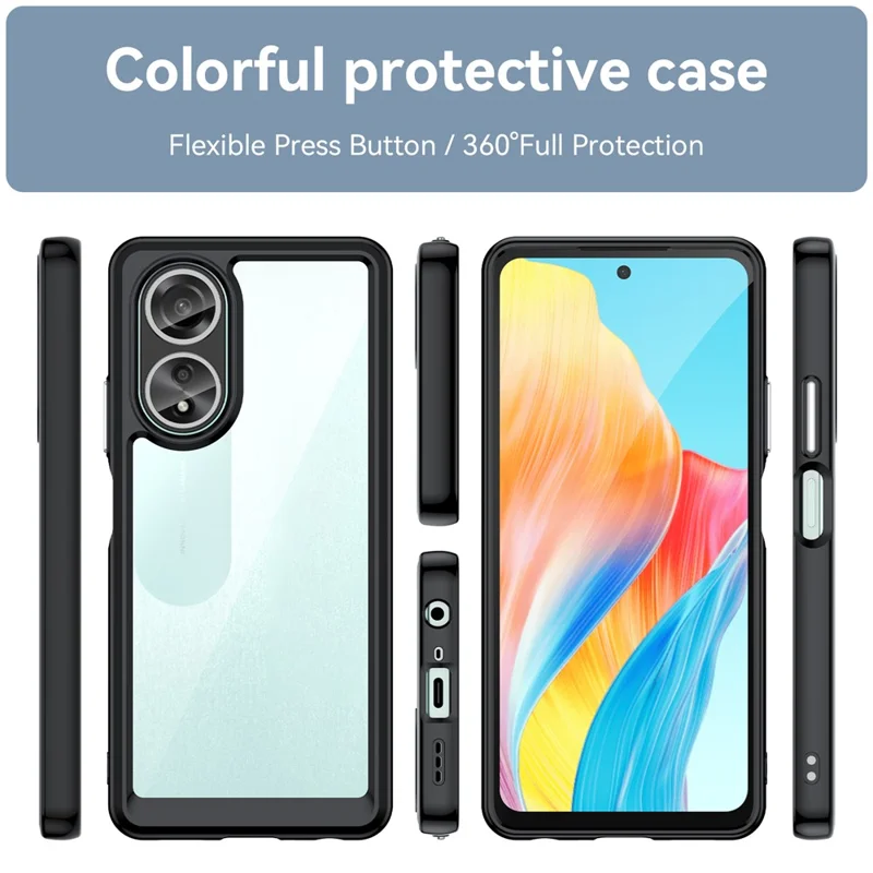 For Oppo A58 4G Case TPU+Acrylic Shockproof Anti-fall Protective Phone Cover - Black