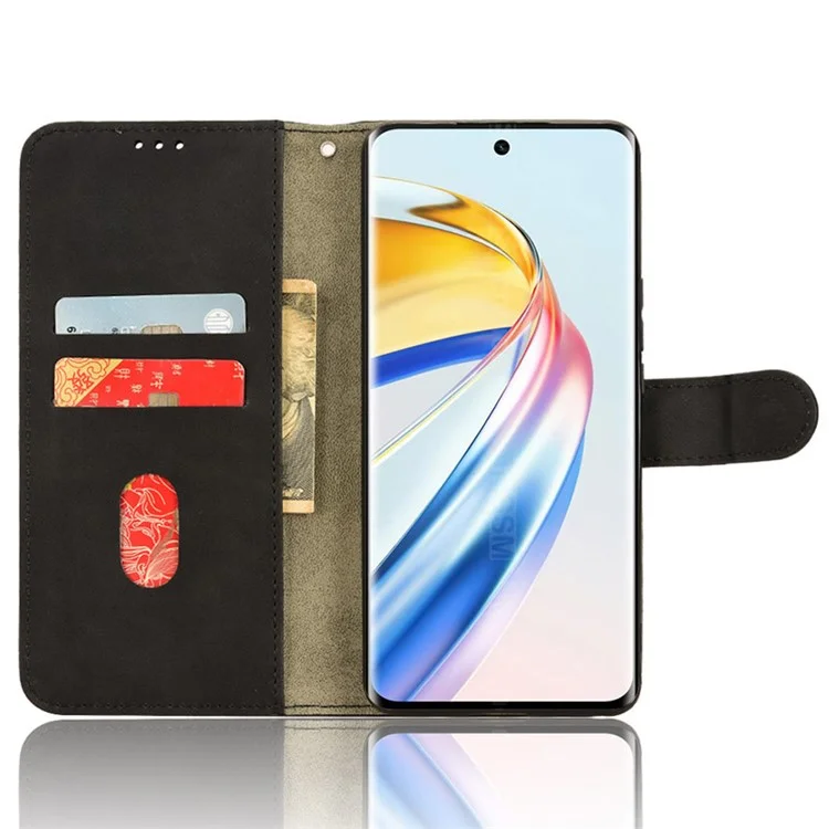 For Honor X9b 5G / Magic6 Lite 5G Case Skin-touch PU-Leder-Ständer-Geldbörsenabdeckung - Schwarz