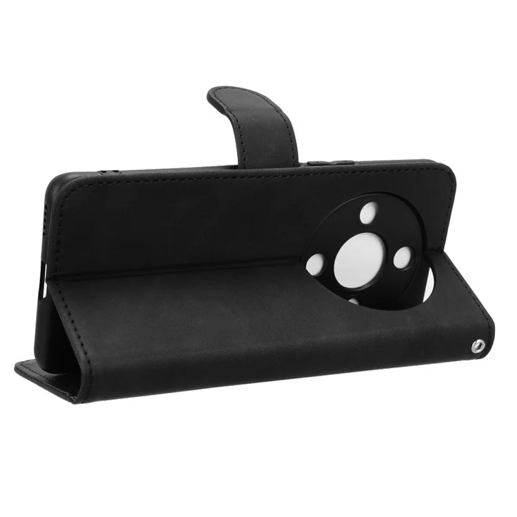 For Honor X9b 5G / Magic6 Lite 5G Case Skin-touch PU-Leder-Ständer-Geldbörsenabdeckung - Schwarz