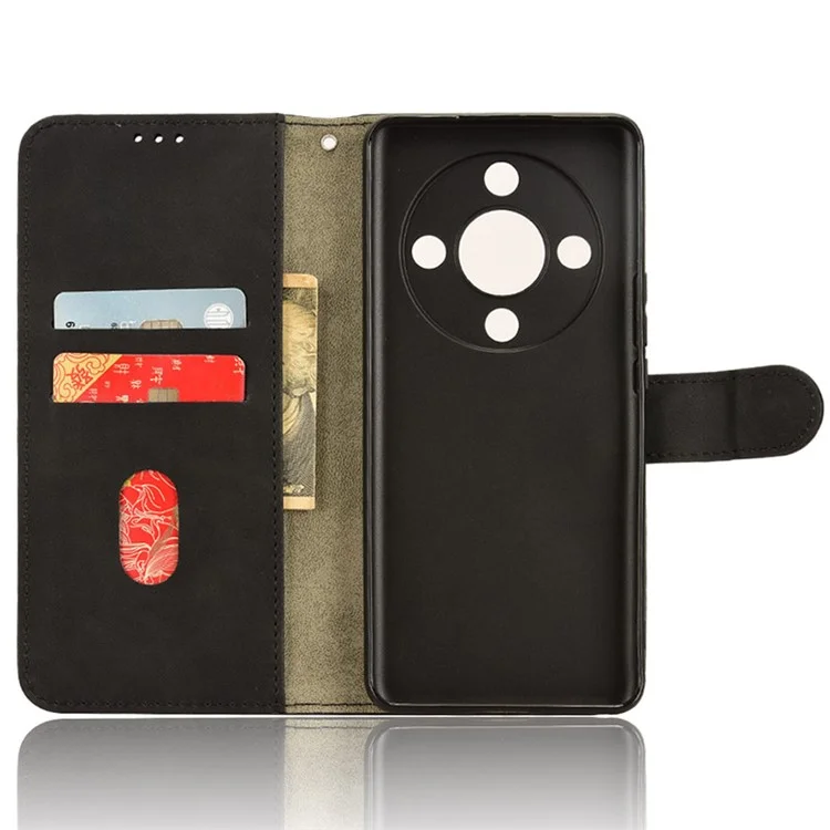 For Honor X9b 5G / Magic6 Lite 5G Case Skin-touch PU-Leder-Ständer-Geldbörsenabdeckung - Schwarz