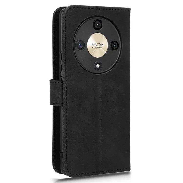 For Honor X9b 5G / Magic6 Lite 5G Case Skin-touch PU-Leder-Ständer-Geldbörsenabdeckung - Schwarz