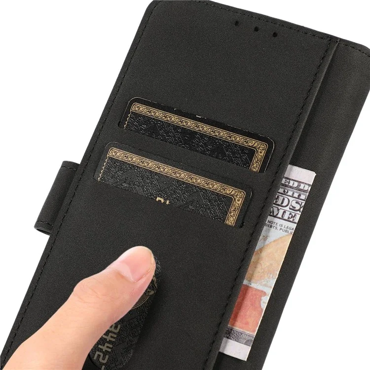 KHAZNEH For Xiaomi Redmi 13C 4G / 5G / Poco C65 4G Case Stand PU Leather Wallet Flip Phone Cover - Black