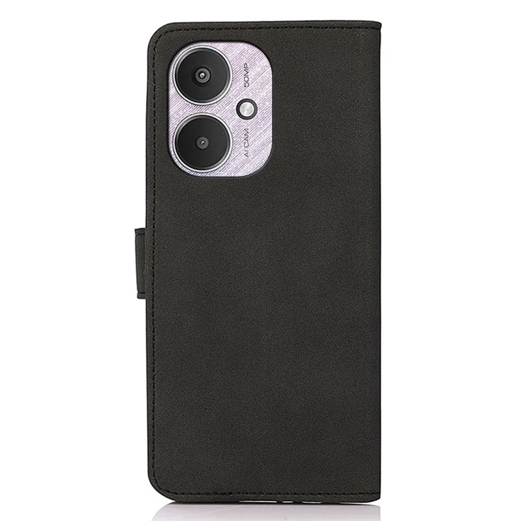 KHAZNEH For Xiaomi Redmi 13C 4G / 5G / Poco C65 4G Case Stand PU Leather Wallet Flip Phone Cover - Black