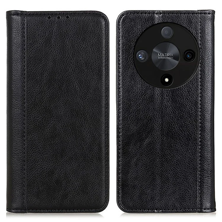 For Honor X9b 5G / Magic6 Lite 5G / X50 5G Case Litchi Texture Split Leather Shockproof Phone Cover - Black