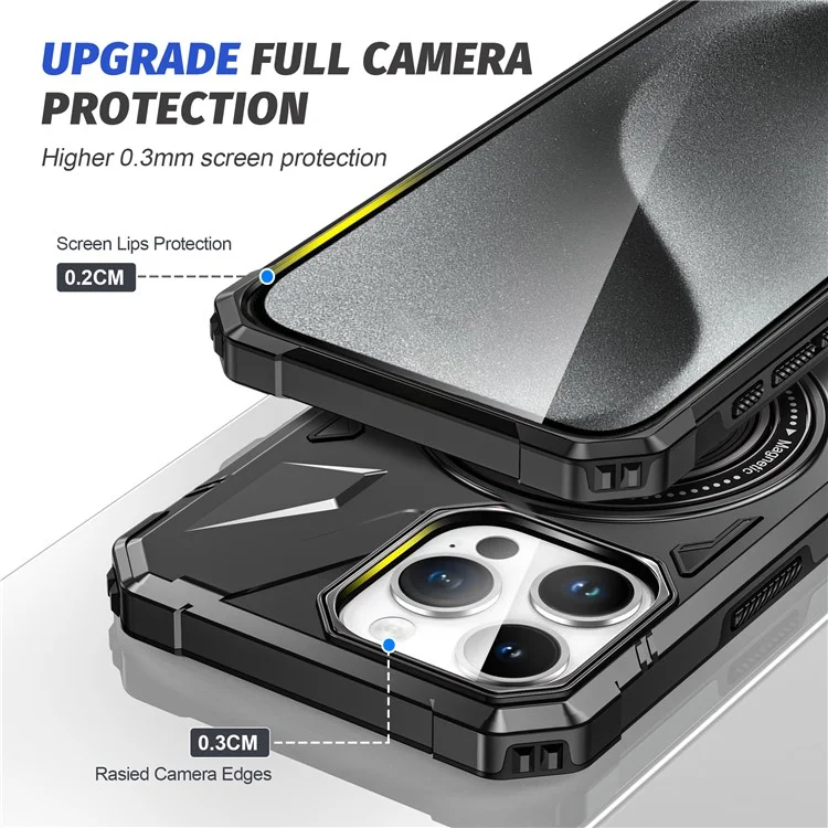 Für iPhone 14 Pro Max Hülle Anti-Sturz Stoßabsorbierend TPU+PC Ständer Smartphone-Abdeckung - Schwarz