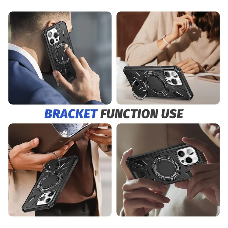 Für iPhone 14 Pro Max Hülle Anti-Sturz Stoßabsorbierend TPU+PC Ständer Smartphone-Abdeckung - Schwarz