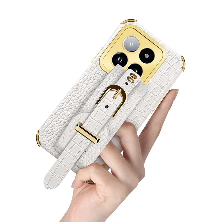 Pour Xiaomi 14 Pro Case Bracelet Électroplacage Découpe Précise Couvercle de Téléphone - Blanc