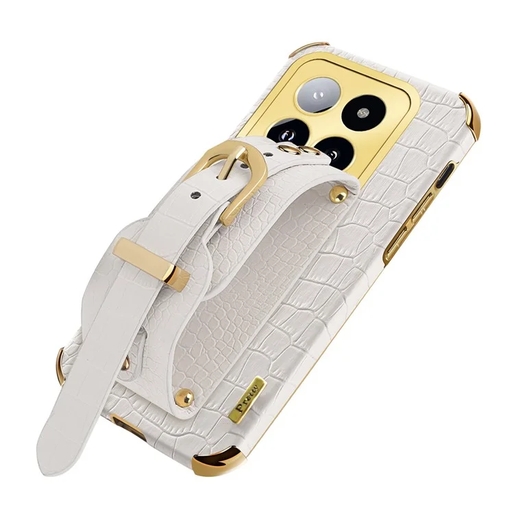 Pour Xiaomi 14 Pro Case Bracelet Électroplacage Découpe Précise Couvercle de Téléphone - Blanc