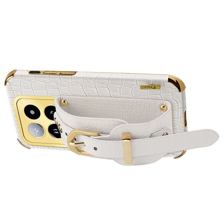 Pour Xiaomi 14 Pro Case Bracelet Électroplacage Découpe Précise Couvercle de Téléphone - Blanc