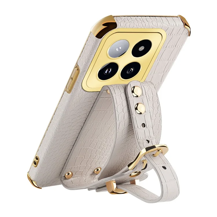 Pour Xiaomi 14 Pro Case Bracelet Électroplacage Découpe Précise Couvercle de Téléphone - Blanc