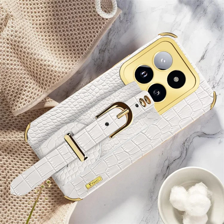Pour Xiaomi 14 Pro Case Bracelet Électroplacage Découpe Précise Couvercle de Téléphone - Blanc
