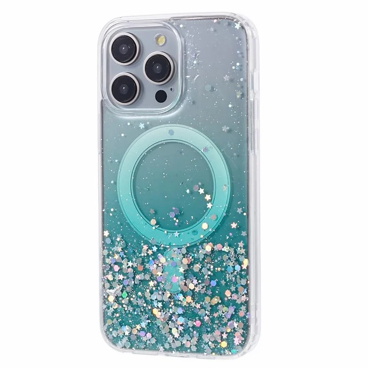 JTW Series For iPhone 12 Pro Max 6.7 inch Case Compatible with MagSafe Sparkle Epoxy TPU+Acrylic Phone Cover - Green