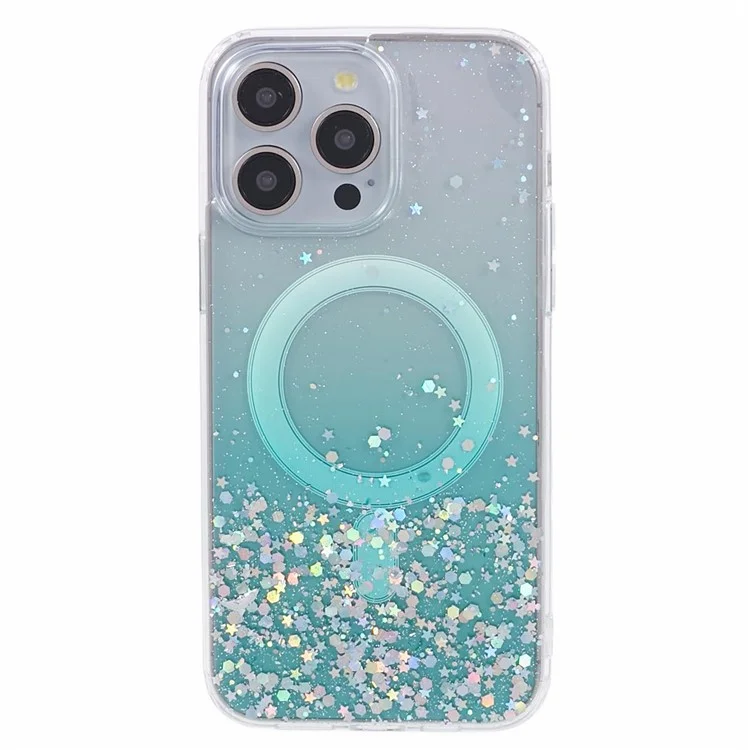JTW Series For iPhone 12 Pro Max 6.7 inch Case Compatible with MagSafe Sparkle Epoxy TPU+Acrylic Phone Cover - Green