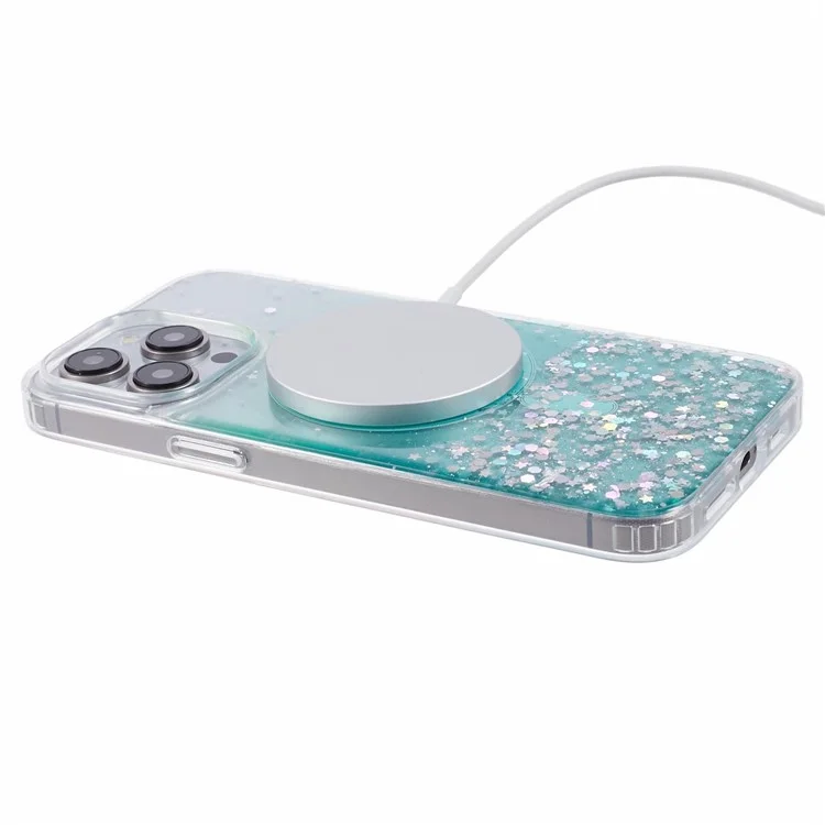 JTW Series For iPhone 12 Pro Max 6.7 inch Case Compatible with MagSafe Sparkle Epoxy TPU+Acrylic Phone Cover - Green