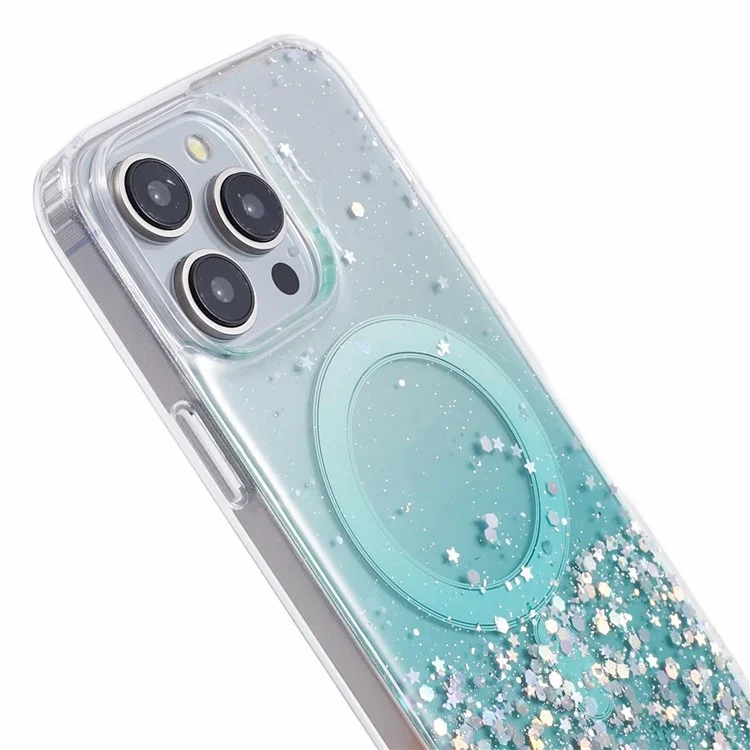 JTW Series For iPhone 12 Pro Max 6.7 inch Case Compatible with MagSafe Sparkle Epoxy TPU+Acrylic Phone Cover - Green