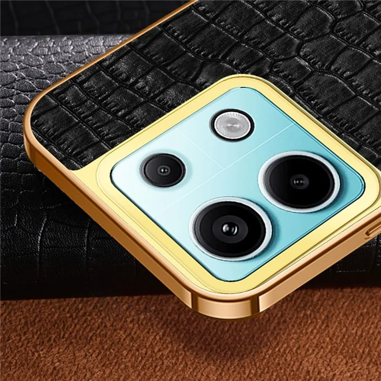 Para Xiaomi Redmi Note 13 Pro 5G / Poco X6 5G Funda de Piel+TPU Textura de Cocodrilo Anti-caída Protector de Teléfono - Negro