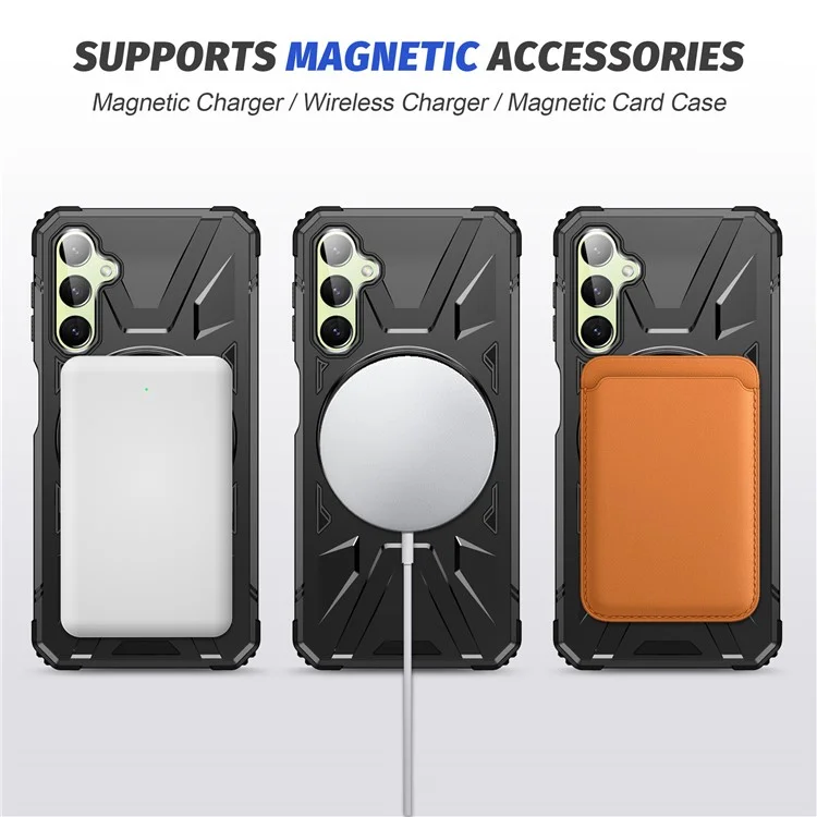 For Samsung Galaxy A24 4G (162.1 x 77.6 x 8.3mm) /  A25 5G (Global) (161.0 x 76.5 x 8.3mm) Case Rotatable Kickstand Phone Cover - Black