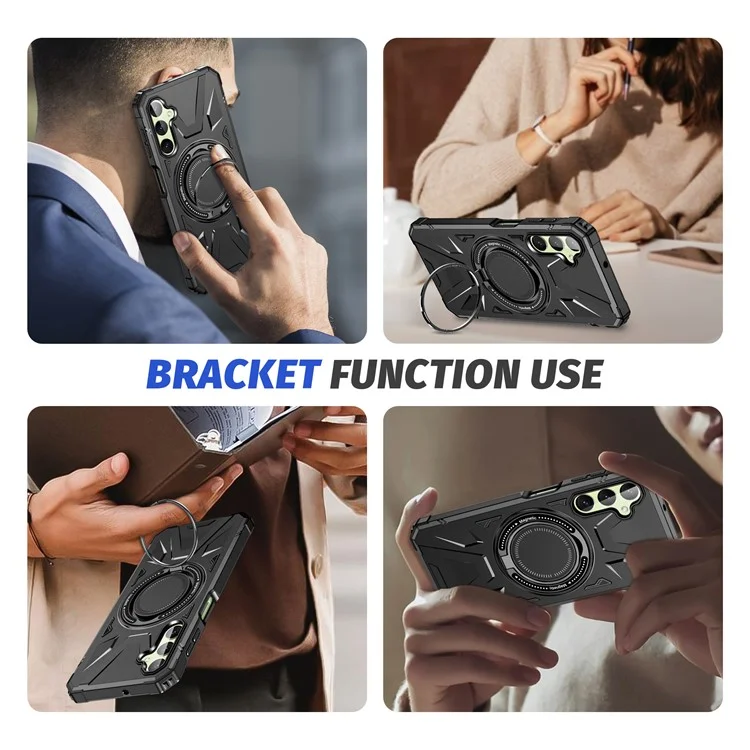For Samsung Galaxy A24 4G (162.1 x 77.6 x 8.3mm) /  A25 5G (Global) (161.0 x 76.5 x 8.3mm) Case Rotatable Kickstand Phone Cover - Black