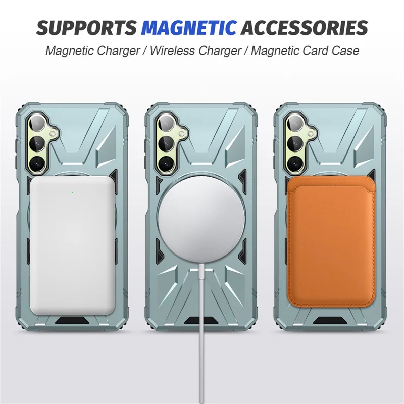 For Samsung Galaxy A24 4G (162.1 x 77.6 x 8.3mm) /  A25 5G (Global) (161.0 x 76.5 x 8.3mm) Case Rotatable Kickstand Phone Cover - Green