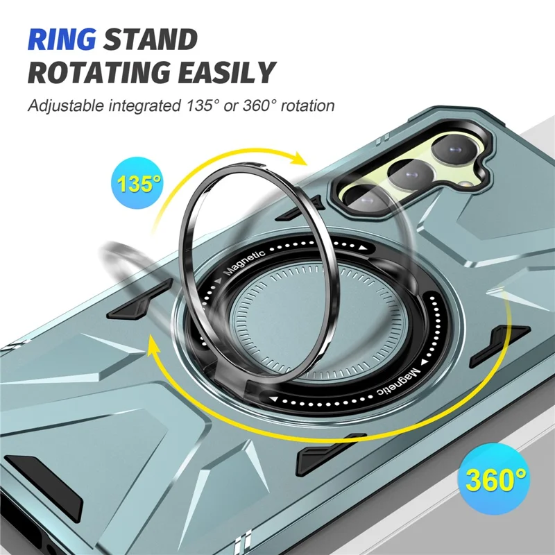 For Samsung Galaxy A24 4G (162.1 x 77.6 x 8.3mm) /  A25 5G (Global) (161.0 x 76.5 x 8.3mm) Case Rotatable Kickstand Phone Cover - Green